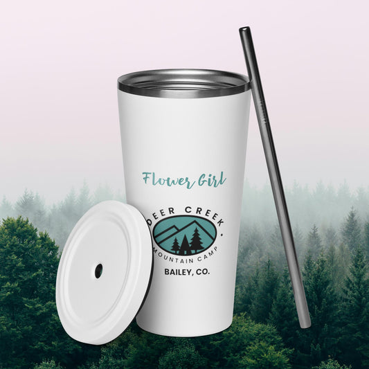 Flower Girl Insulated tumbler with a straw