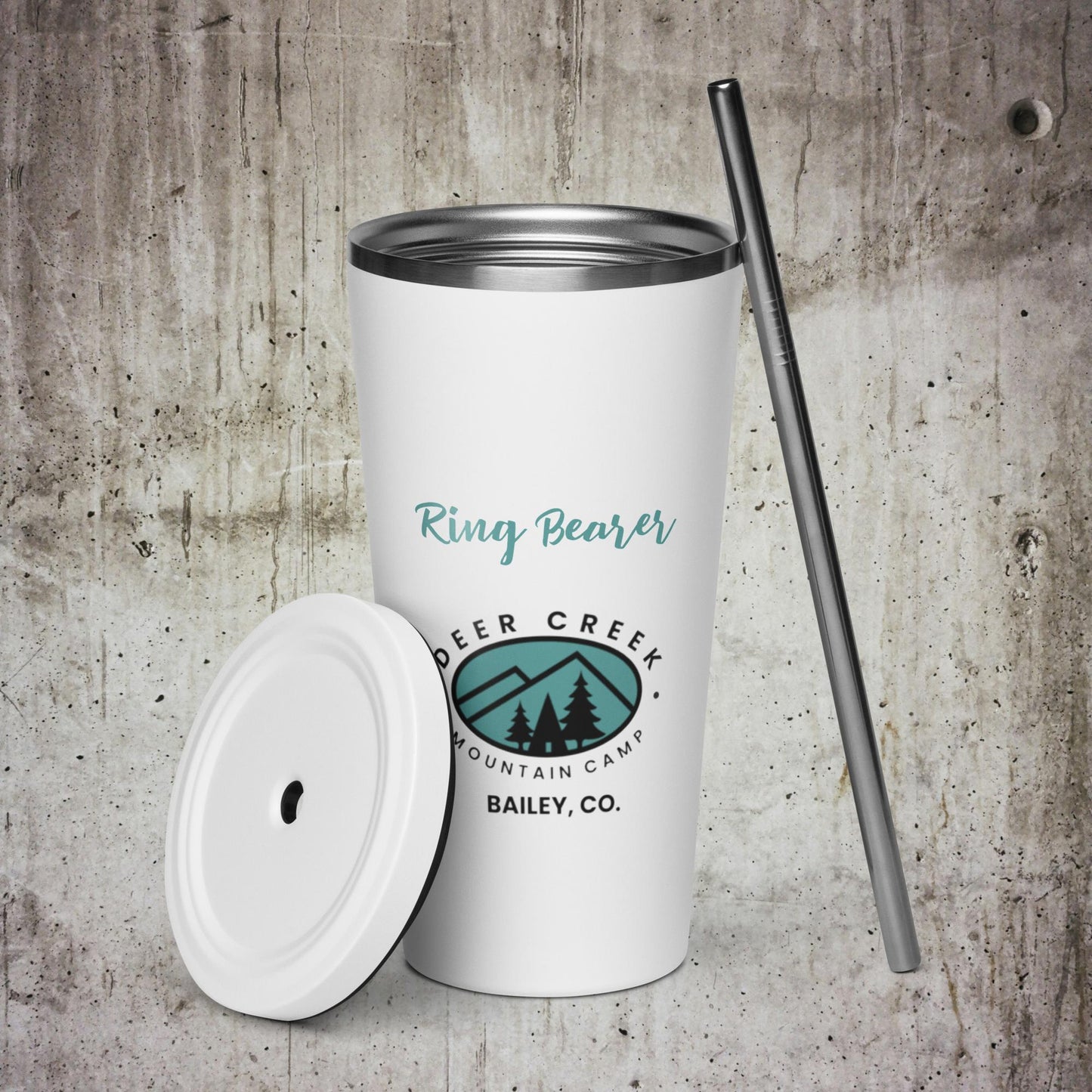 Ring Bearer Insulated tumbler with a straw